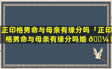 正印格男命与母亲有缘分吗「正印格男命与母亲有缘分吗婚 🌼 姻如何 🌺 」